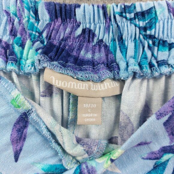 Woman Within Skirt Sz L 18/20 Floral Linen Rayon Pockets Summer Maxi Office Wear - Picture 3 of 10